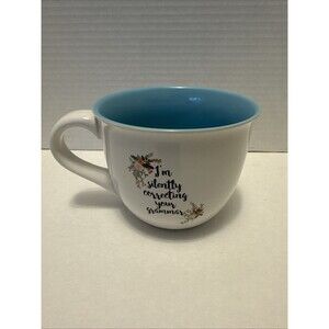 Ceramic Floral Blue Lg Coffee Tea Mug  "I Am Silently Correcting Your Grammar"